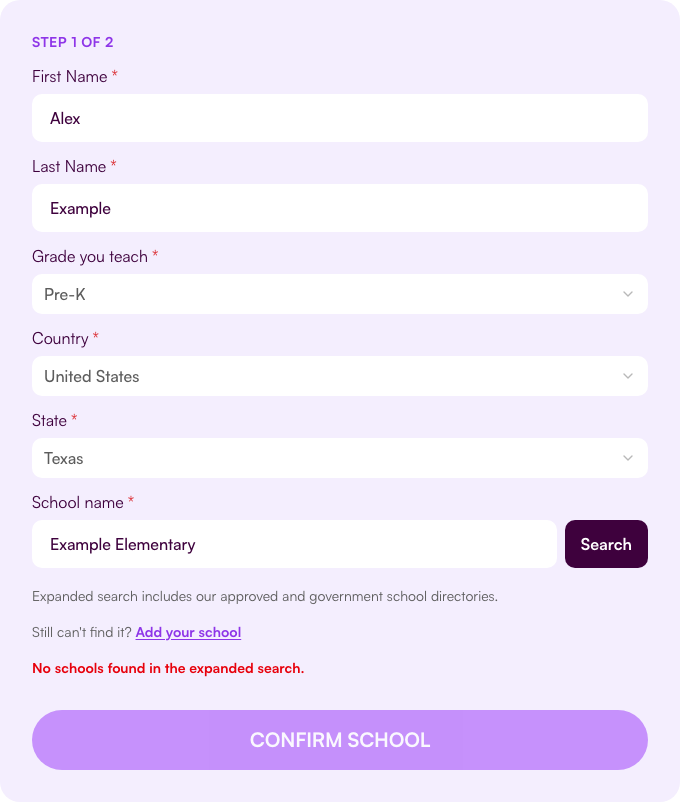 No results after expanded school search
