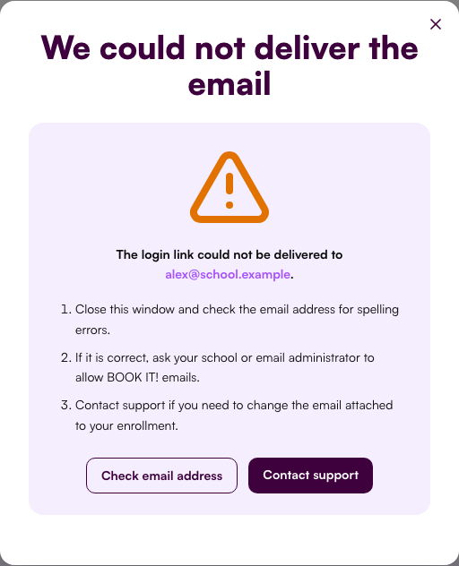 The email could not be delivered