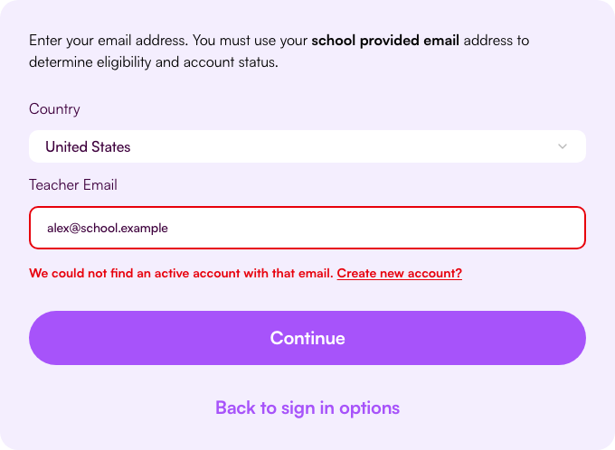 No account found