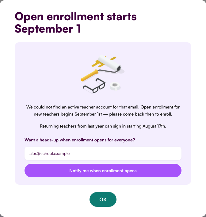 Enrollment has not opened