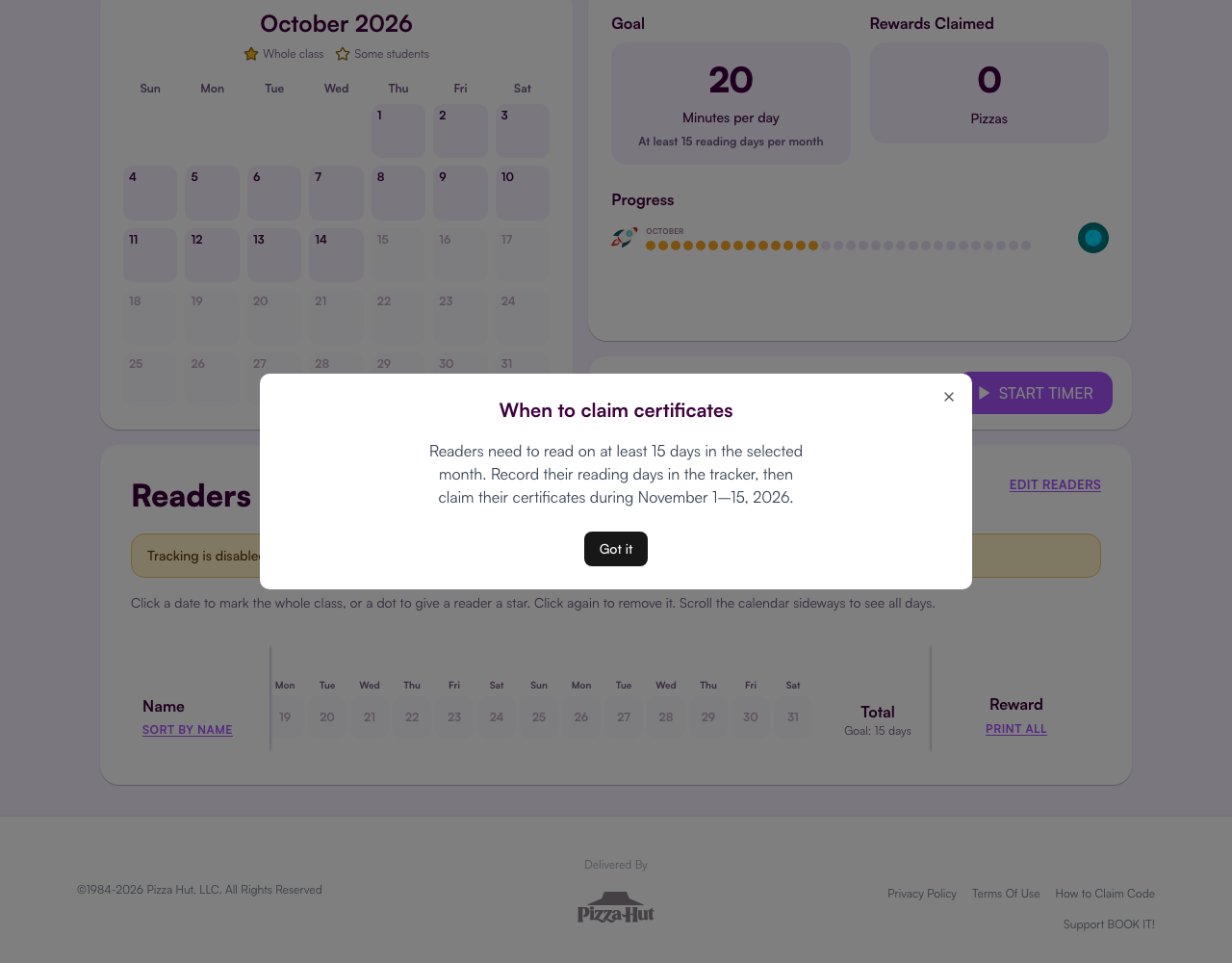 Certificate claim dates and unavailable reward state